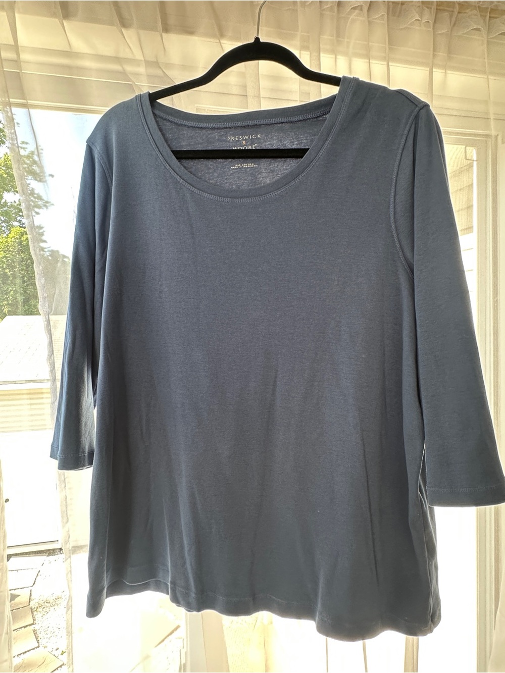 Preswick & Moore Blue Scoop Neck Women's Top Blue Gray (2X)